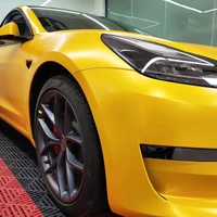 Car Vinyl Film PET Matte Metallic Yellow Vinyl Wrap Auto Modification Self Adhesive Car Body Film Decoration Sticker Accessories 4