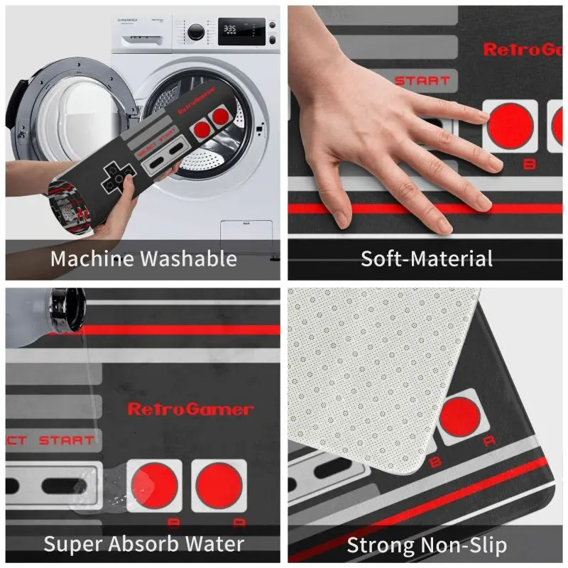 맞춤형 레트로 게이머 컨트롤러 도어매트, 미끄럼 방지 비디오 게임 게임 패드, 주방 목욕 정원 러그 카펫, 40x60cm