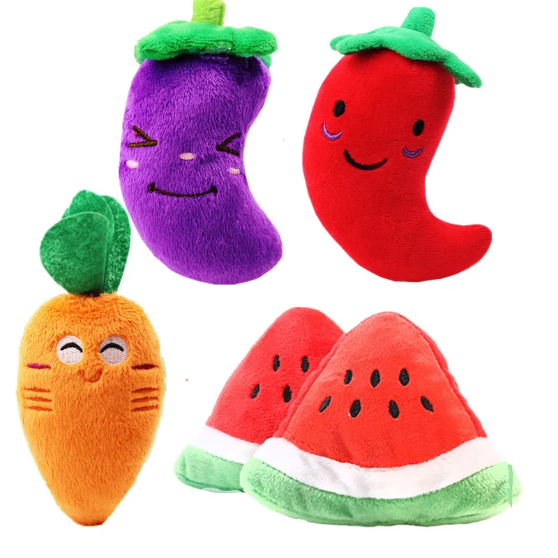 1PCS Stuffed Toy Squeak Squeaky Plush Sound Fruits Vegetables