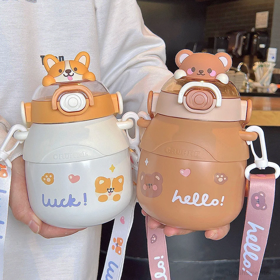Kawaii Animal Style Thermal Straw Bottle - Limited Edition