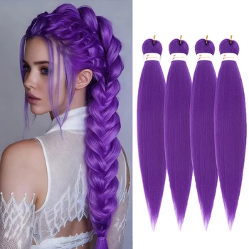 Purple Braiding Hair Pre Stretched Synthetic Braiding hair Extensions for Braids, Purple Hair Extensions Stage Cosplay Party Hai 1