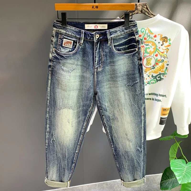 Men's High Street Retro Washed 2024 Jeans Spring and Autumn Street Fashion Loose Elastic High end Versatile Casual Men's Pants