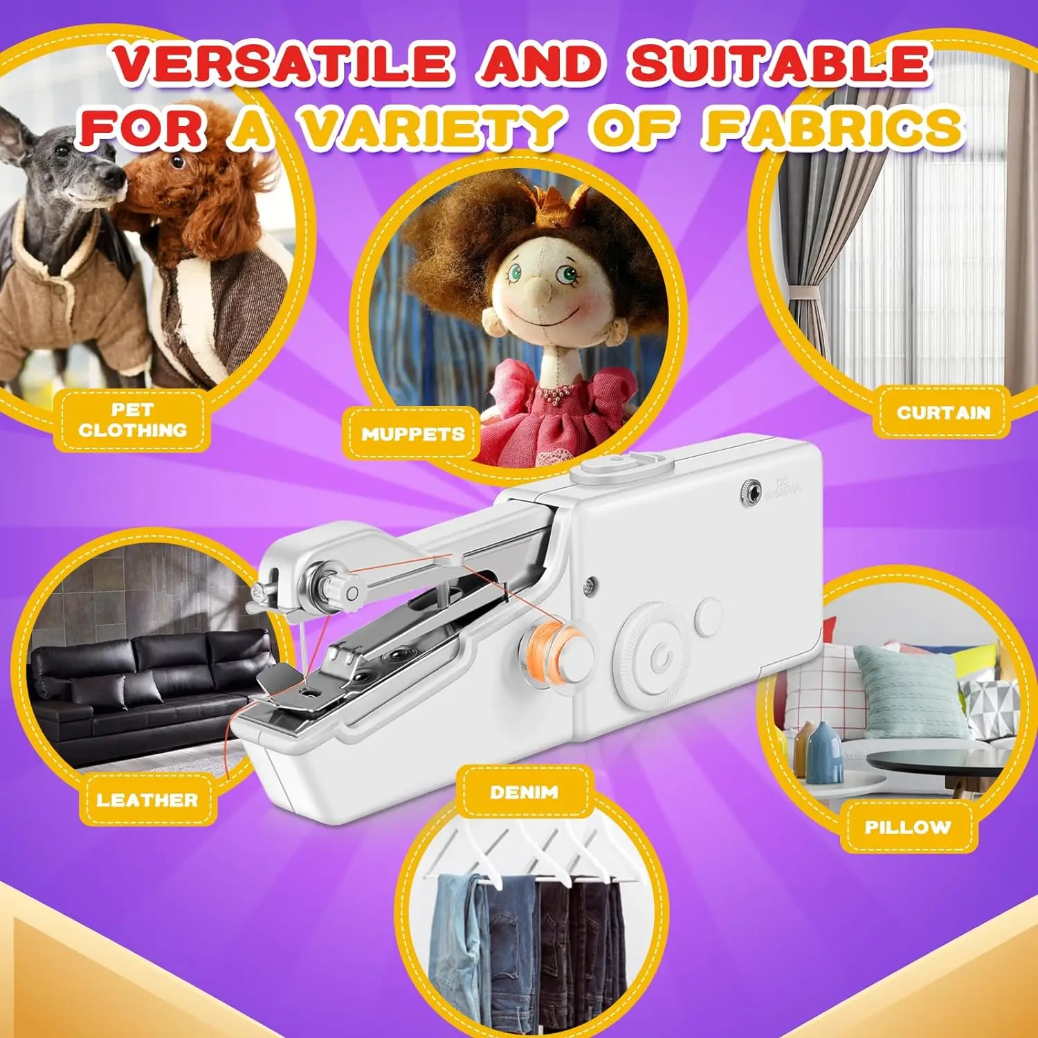 Portable Mini Electric Sewing Machine Handheld Sewing Machine with Bobbin for Needlework Handwork Home Travel Sewing Accessories 5