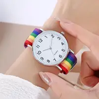 Rainbow color ultra-thin canvas strap 12 digital watch 1