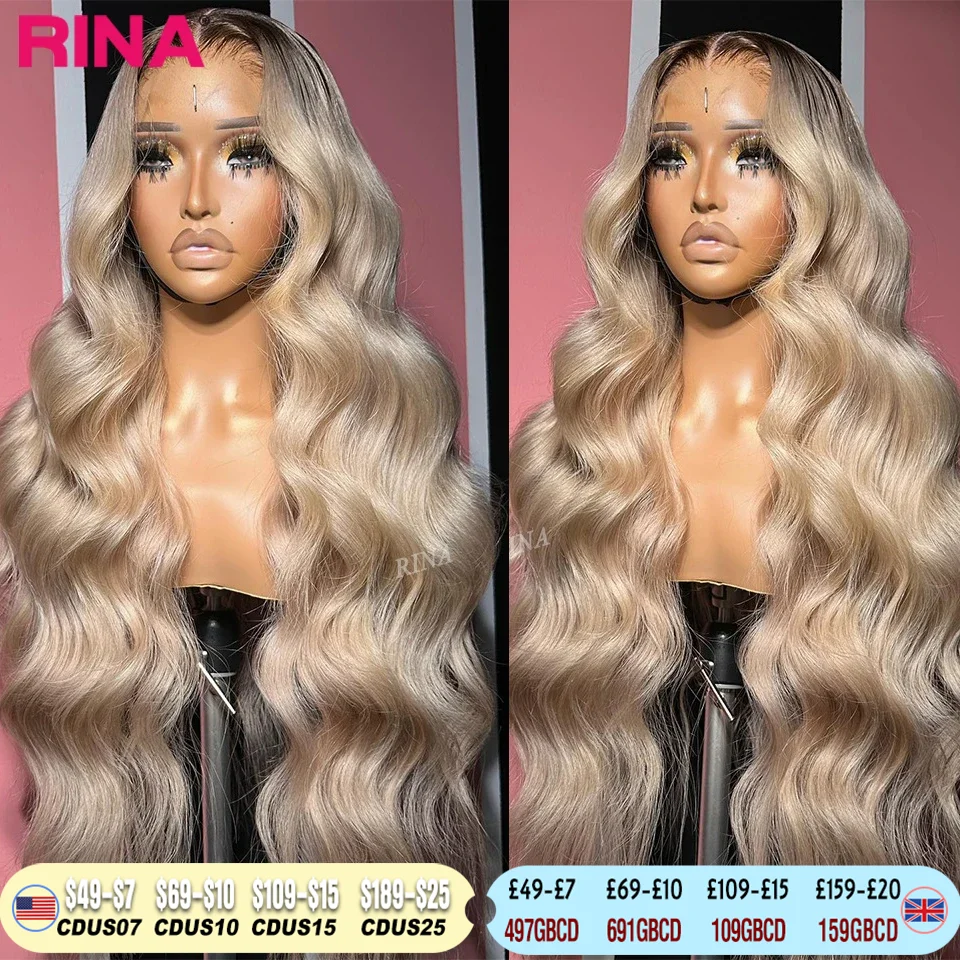 13x6 Ombre Blonde With Root Colored Lace Front Wigs For