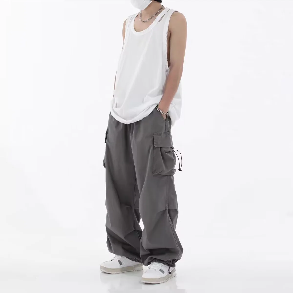 Men Harem Cargo Pants Oversize Wide Leg High Street Fashion