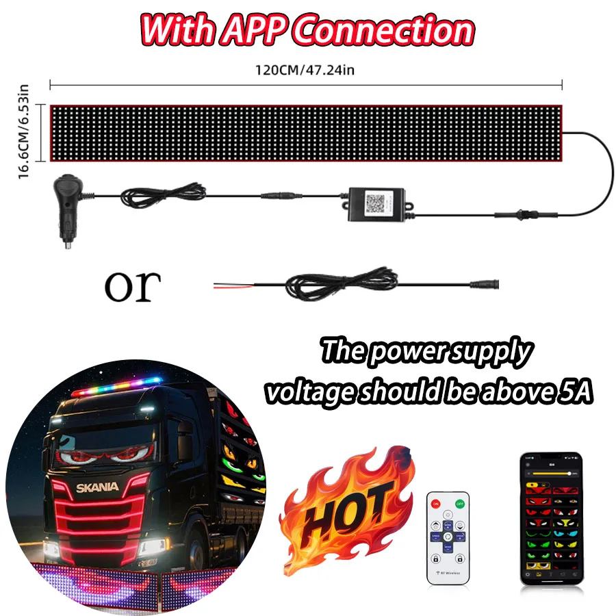 ตัวเลือกสินค้า ไฟ LED กราฟฟิตี้ ตกแต่งกระจกหน้ารถบรรทุก 12V
