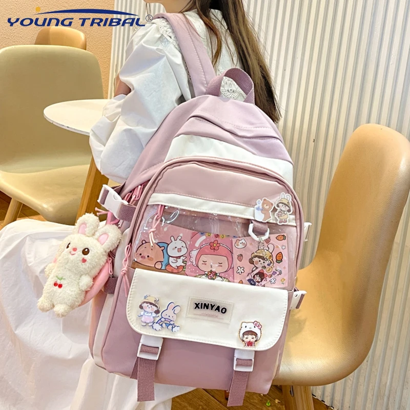 

Kawai Backpack Waterproof Nylon Travel Backpack Large Capacity Laptop Backpack Cute School Backpack Mochila Backpack for Girls