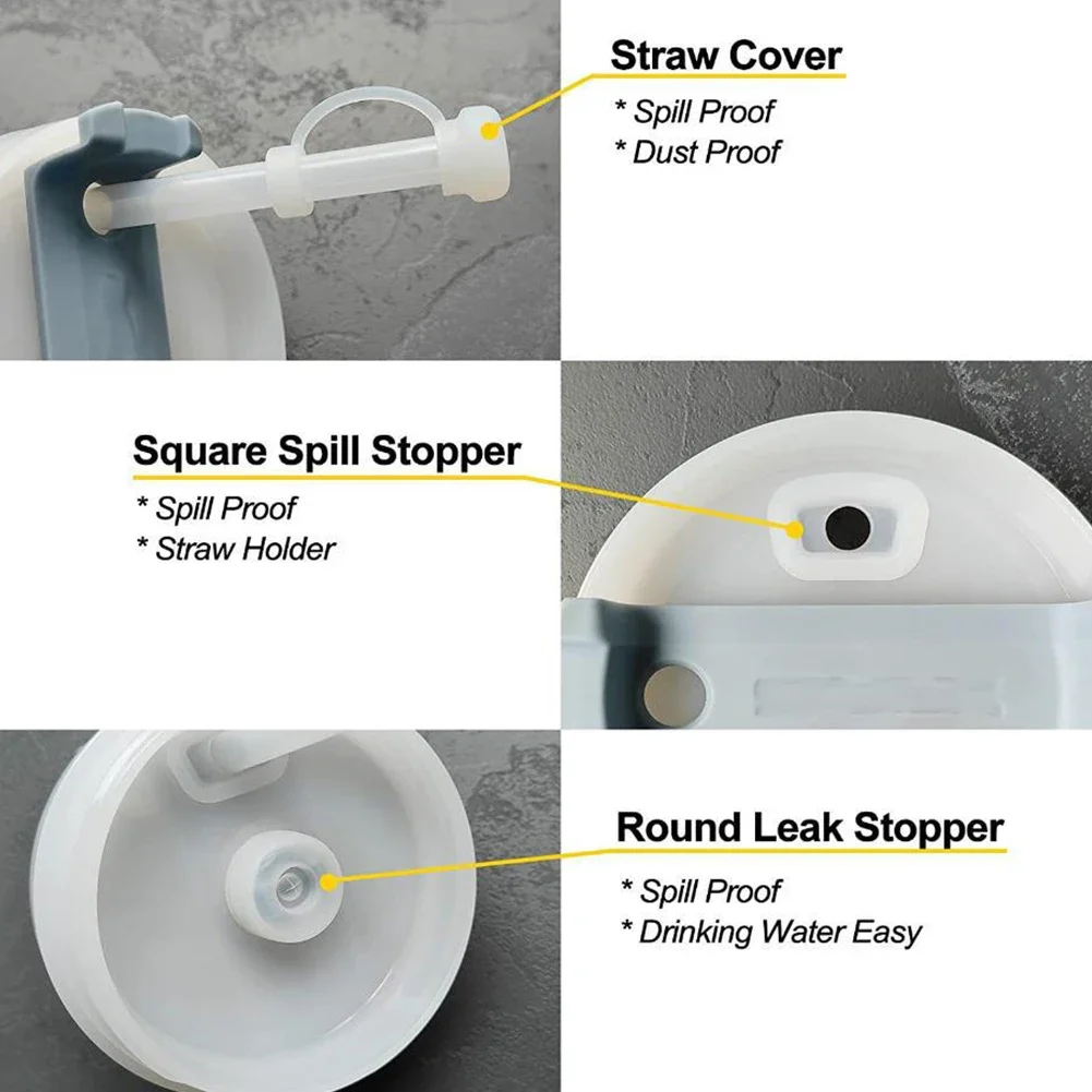 1-5 Set Silicone Spill Proof Stopper Straw Cap Cover Spill Stopper Leak Stopper Water Bottle Straw Dustproof Cover Washable