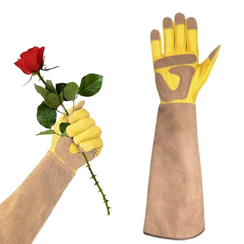내구성 있는 정원 장갑, 기계공 충격 흡수, 긴 소매 장미 가지 치기, 부드러운 인공 소가죽, 내마모성 선인장