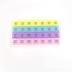 Weekly Pill Organizer Box with Multiple Compartments and Secure Storage (28 Squares)