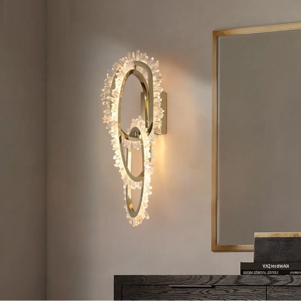 Living room wall lamp luxury crystal lighting stainless steel handmade designer profiled wall decorative lamps