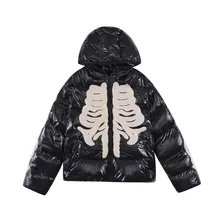  Skeleton parkas Mens Winter Hooded Puffer Jacket Skeleton Streetwear Loose Coat Harajuku Loose Thick Warm Outwear winter coat 