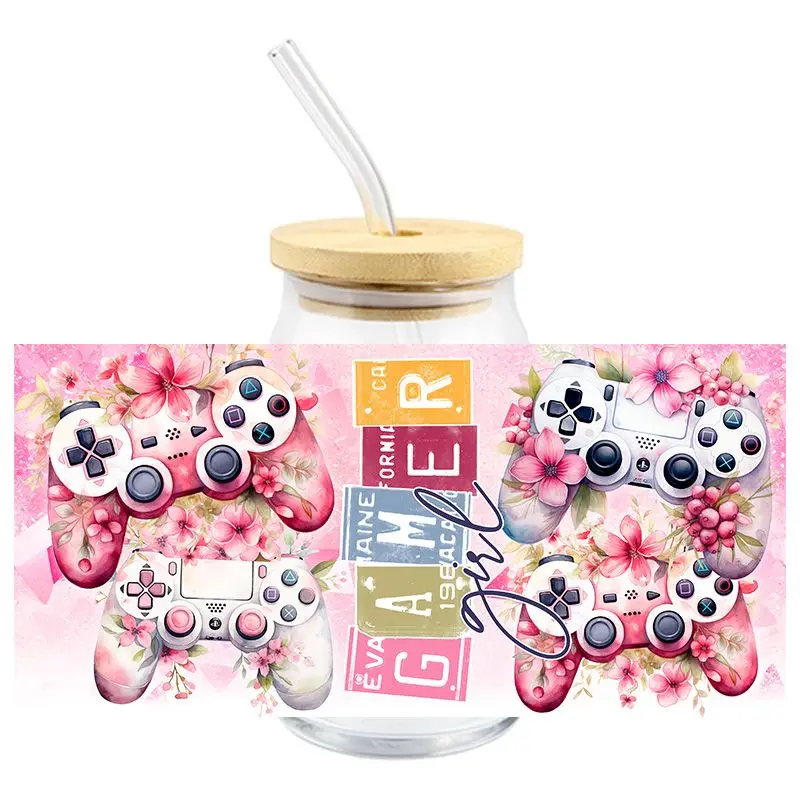 Game Handle UV DTF Wrap Transfer Stickers Fashion Cartoon Design Waterproof Wrap For Glasses Cups Bottles DIY Colorful Decal