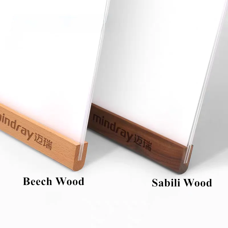 A5 148x210mm 나무 아크릴 사인 홀더 디스플레이 스탠드 메뉴 종이 가격 라벨 홀더 웨딩 사진 사진 포스터 전단지 프레임