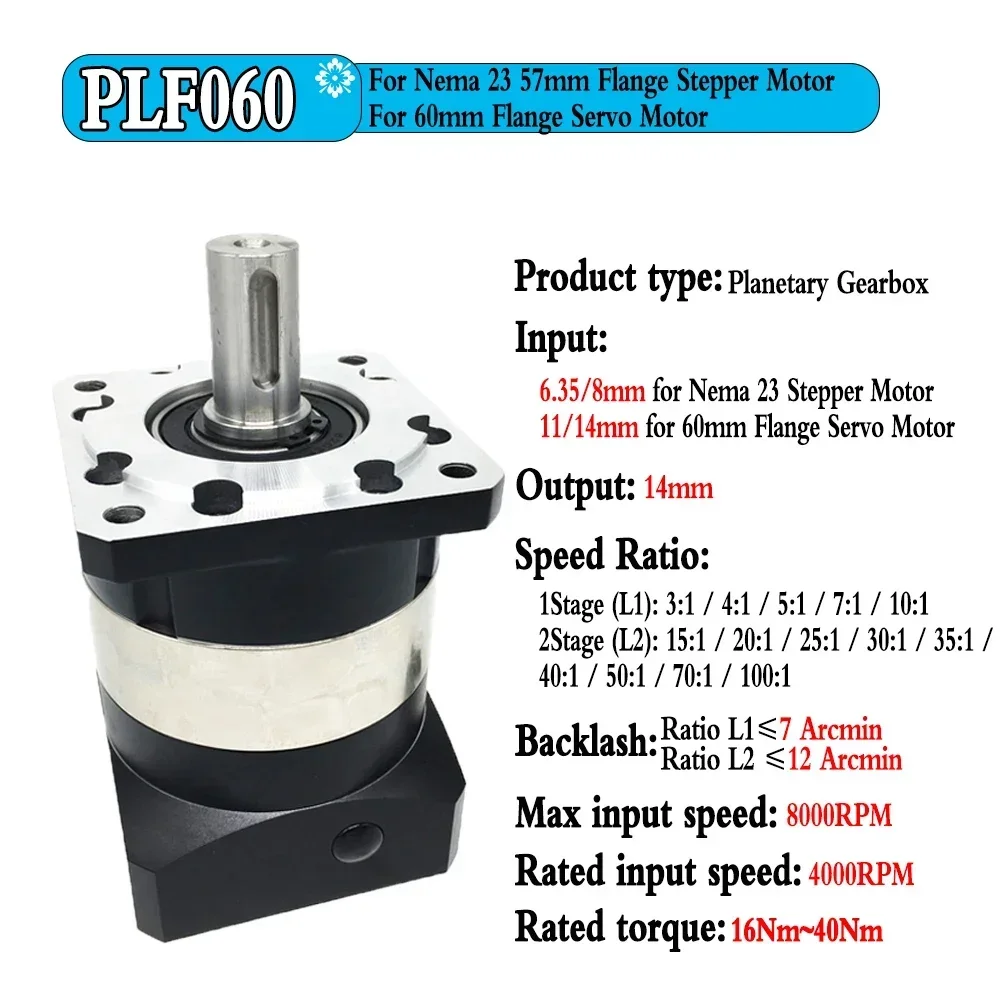 High Precision Nema23 Nema34 Planetary Reducer Ratio 5:1 10:1 60mm 80mm 90mm 110mm Servo Motor Reducetion Gearbox Gear planetary reducer