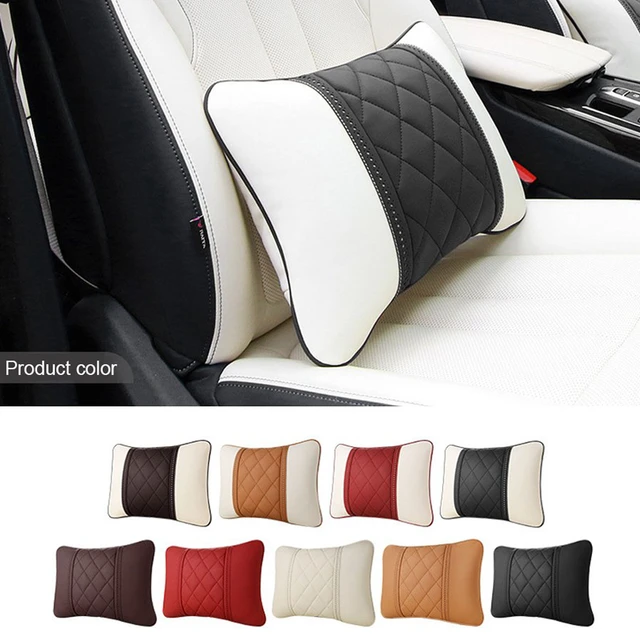 Lunda Luxury Car Neck Pillow Car Travel Neck Rest Pillows Seat Cushion Support Napa Leather for Mercedes Benz S-Class headrest