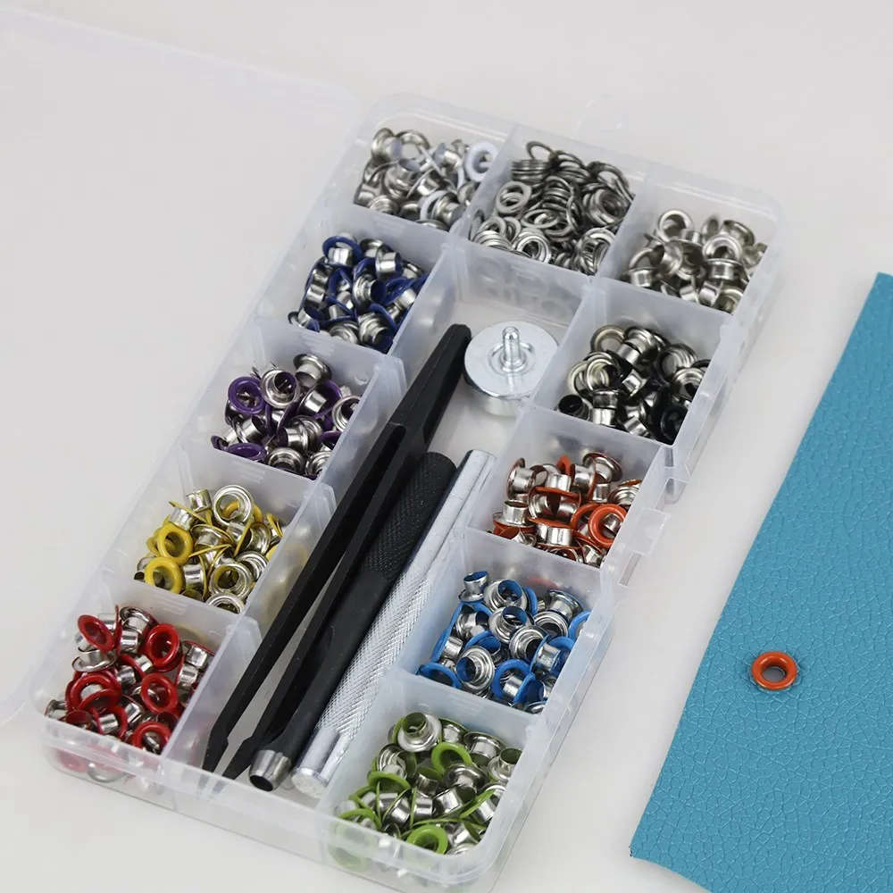 400pcs Metal Eyelet Buttons Durable Grommet Buttons with 5 Parts for