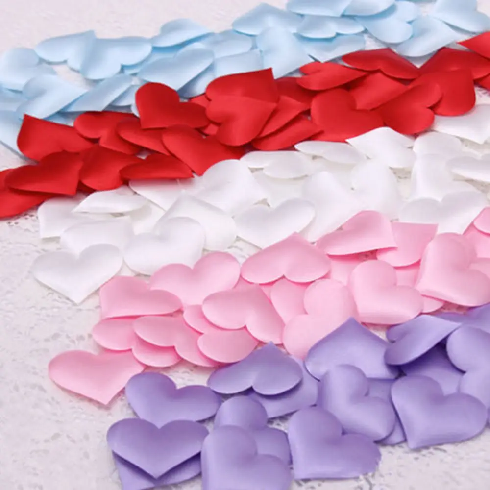 100pcs Romantic Table Decoration 3D Flower DIY Padded Fabric Love Heart Wedding Party Throwing Rose Petals