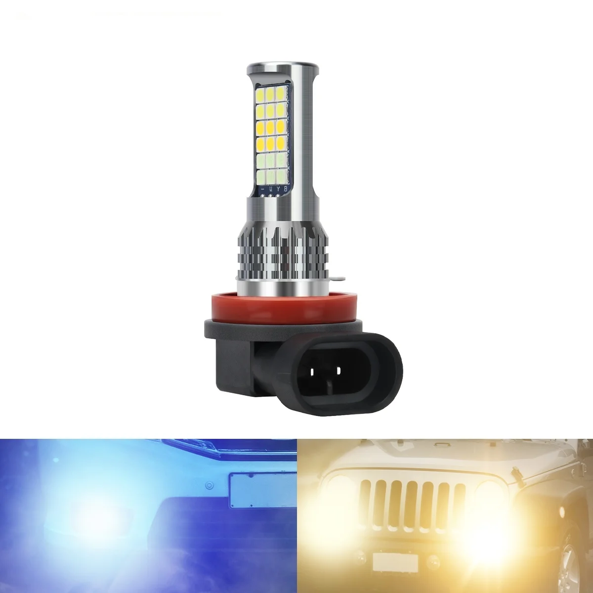 1/2개 H8 H11 안개등 LED 전구 자동차 헤드라이트 12V-36V 3색 LED 고출력 36SMD 자동차 주행등 자동차 액세서리