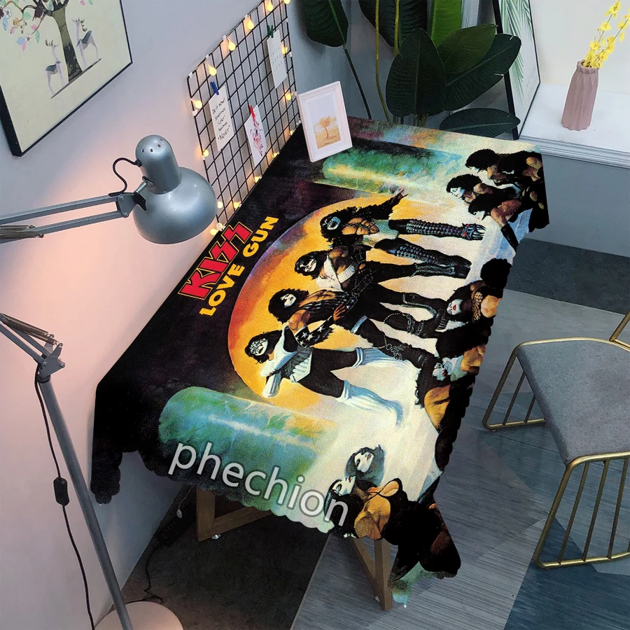 KISS ROCK BAND 3D Printed Dining Table Decor Tablecloth Thicken Fabric Rectangular and Wedding Table Cloth Cofee B08