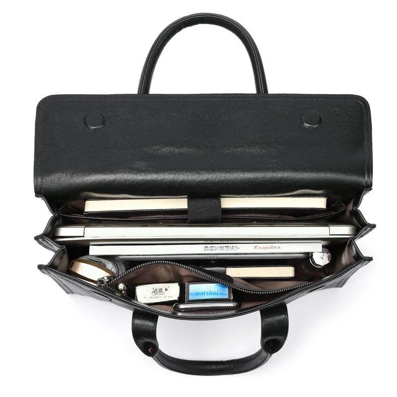 Men's Handbag Leather Business Briefcase Large Capacity Computer Bag Cowhide  Bag