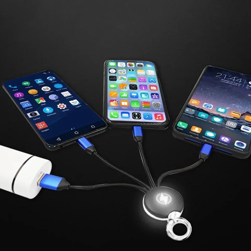 USB C타입 충전 케이블, 마이크로 IOS 멀티 충전기 케이블, 아이폰용 키체인, 화웨이, 삼성 나일론 코드, 맞춤형 로고, 3 in 1