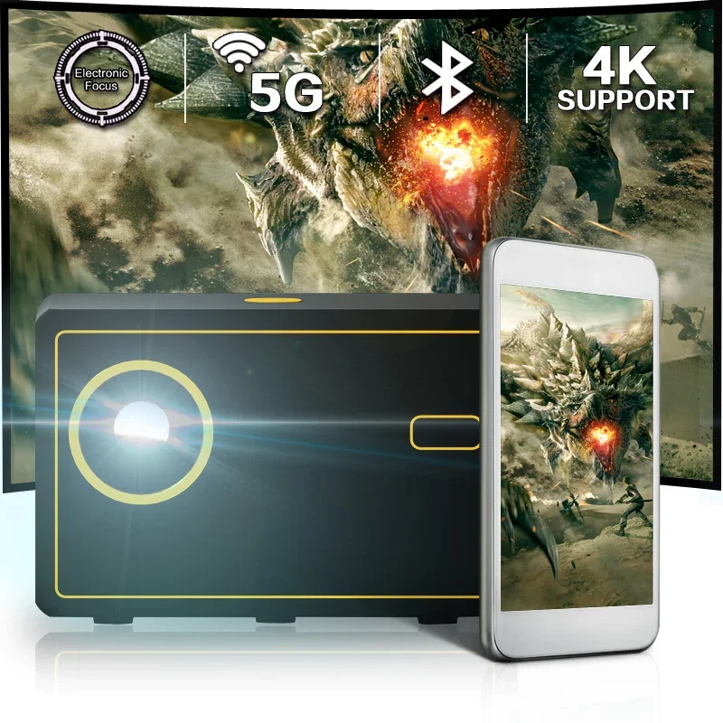 Y7 Projector You-tube Version Andriod Support 1080P 4K Video Electirc Focus WiFi 6 Smart LCD LED Video Home Theater Projector