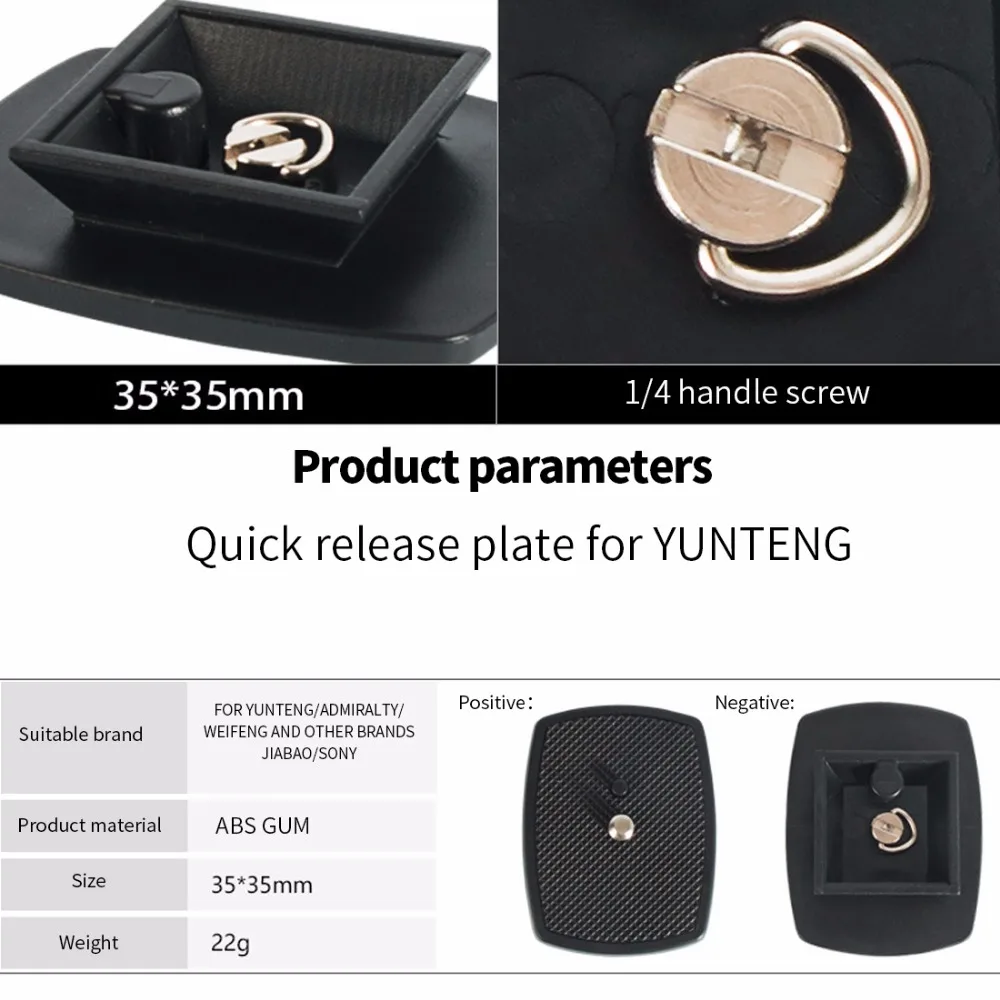 BGNing Universelle ABS-Schnellwechselplatte Kamera-Stativ-Adapter Montageplatte 35mm*35mm Für VCT668 ST666 690 Stabilisator Kugelkopf – Detail 1