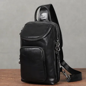 Borsa da petto da uomo di grande capacità Borse a tracolla multifunzione in vera pelle Borse a tracolla con tracolla a tracolla Borsa da viaggio per me