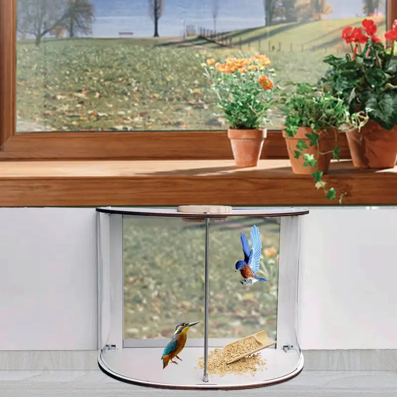 Raam Vogel Feeders Waterdichte Acryl Transparante Eekhoorn Voedsel Container 360 Graden Zichtbaar Vogelhuis Tuindecoratie
