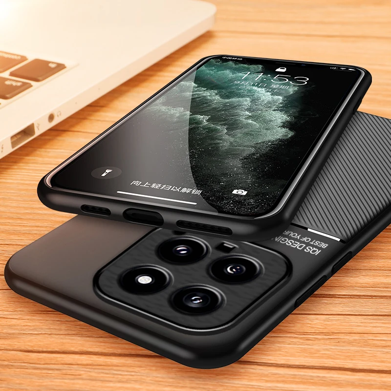 for Xiaomi Mi 14 Pro 13 Ultra Lite 12 Redmi 13C 13T 12T Case Magnetic Car Holder Soft Matte Leather Cover Shell Bumper_voghion.com