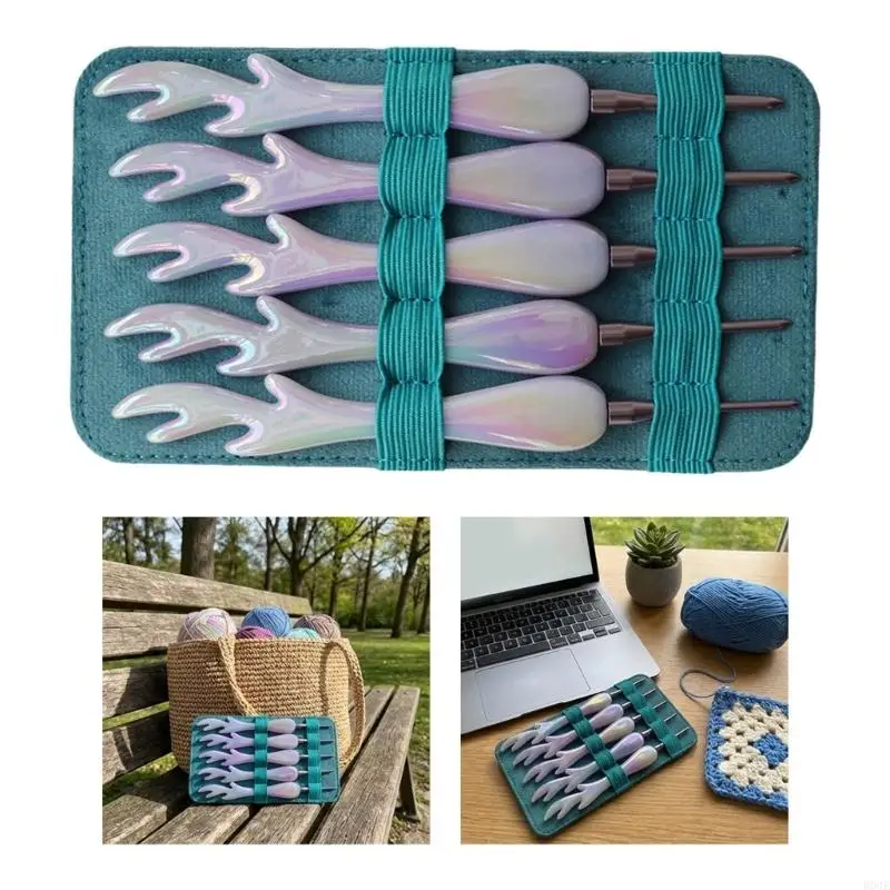 Häkelnadel-Set, Acrylmaterialien, ergonomischer großer für verschiedene Garngewichte und Projekte B03E – Detail 10