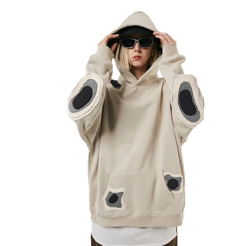 

2023 Autumn and Winter New Original Couples Tide Heavy Weight Plus Down Hoodie Jacket Retro American Loose Sweater Men