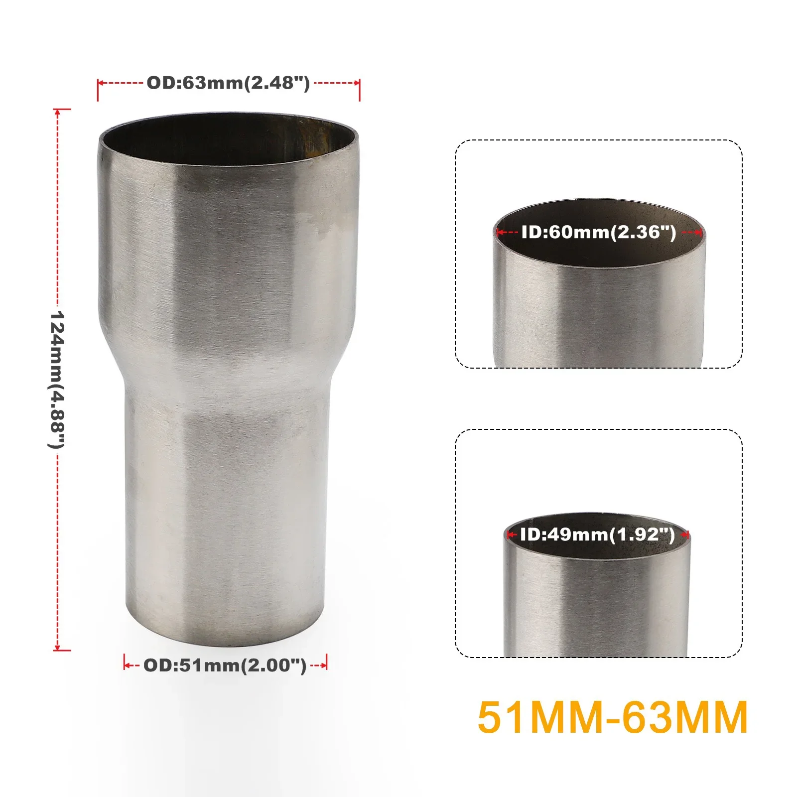 Stainless Steel 5-Step Exhaust Reducer Connector Pipe Tube