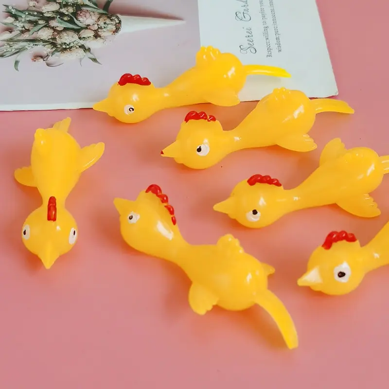 12 Pcs Catapult Turkey Tricky Fun Toy Catapult Chicken TPR Soft Material Launch New Exotic Sticky Wall Chicken