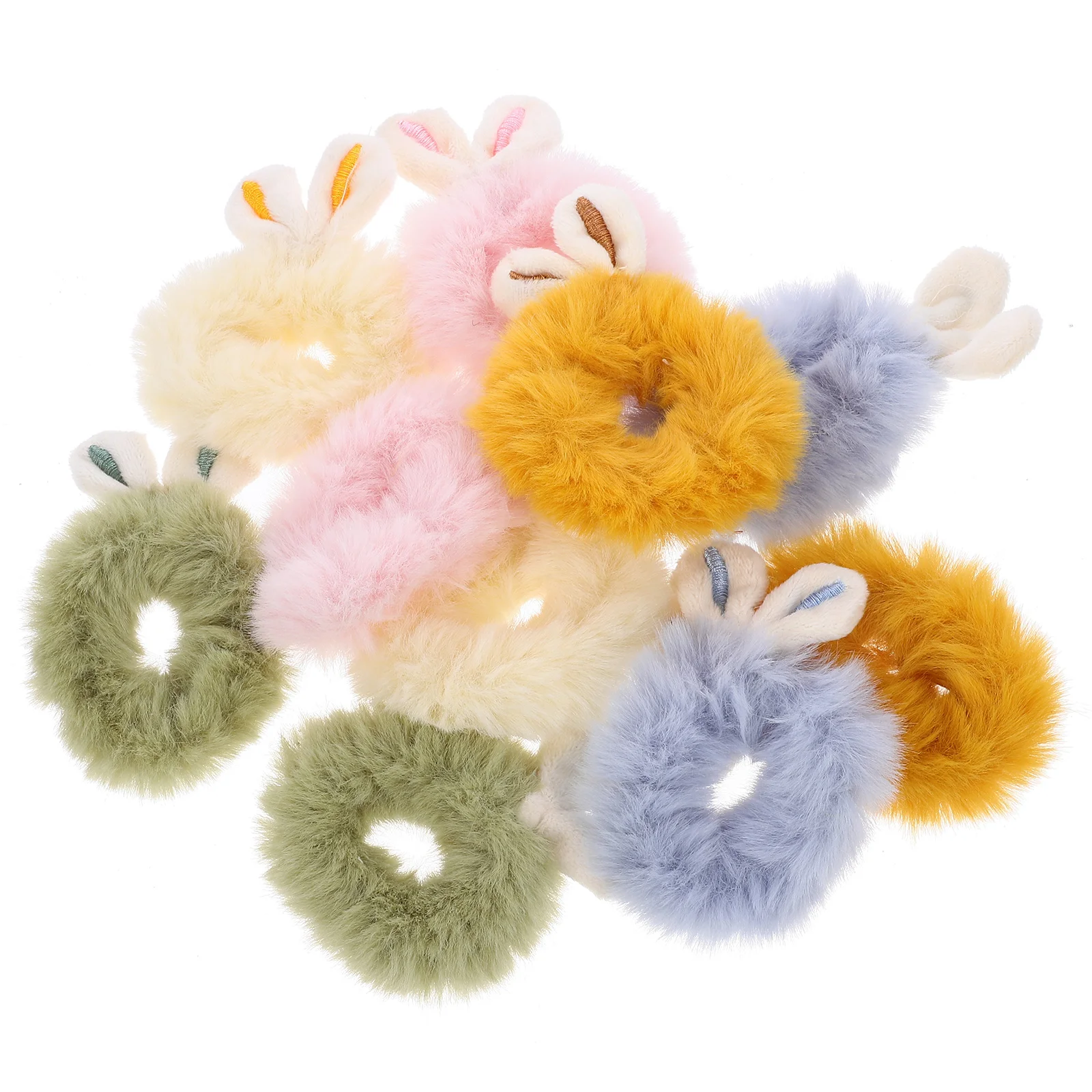 

Cute Rabbit Hair Scrunchies Elastic Hair Bobbles Fluffy Ponytail Holder Pompom Ball Hair Band Women Girls Easter Gifts