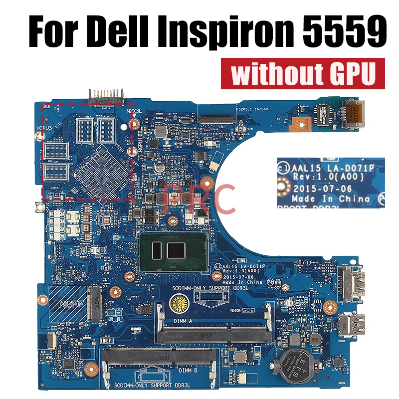 Placa-mãe do Portátil para Dell Mainboard Dell Inspiron 5759 5459 5559 La-d071p 0yvt1c 086v8h 0px6jh 0f1j0w 0vyvp1 i3 i5 i7 6o Caderno - Imagem 6