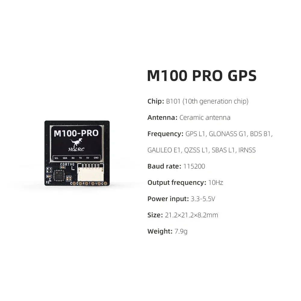 Module GPS M100 PRO pour Drone - 10Hz, Multi-Constellation, Antenne Céramique