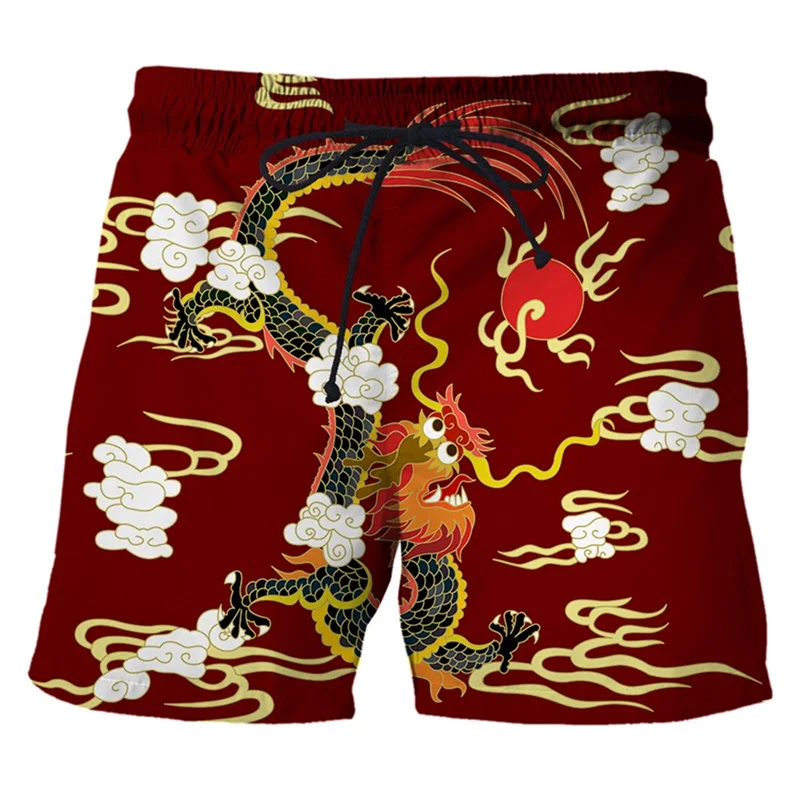 Chinese Dragon 3d Print Swim Trunks For Men Hawaiian Beach Shorts Loose Quick Dry Surf Board Shorts Swimwear Street Short Pants 3