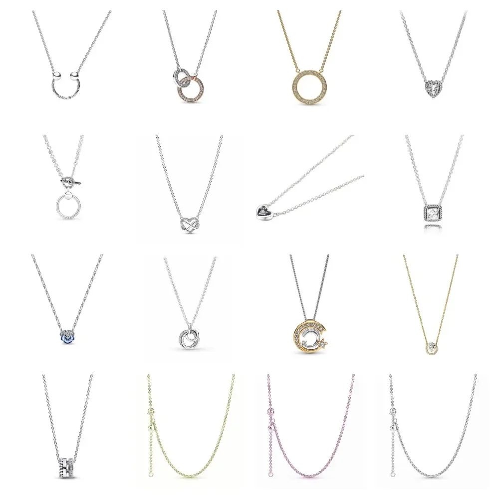 

New 925 Sterling Silver Plated Valentine's Day Heart Necklace Pendant Diy Bead Fit Original Charms Bracelet Jewerly Accessories