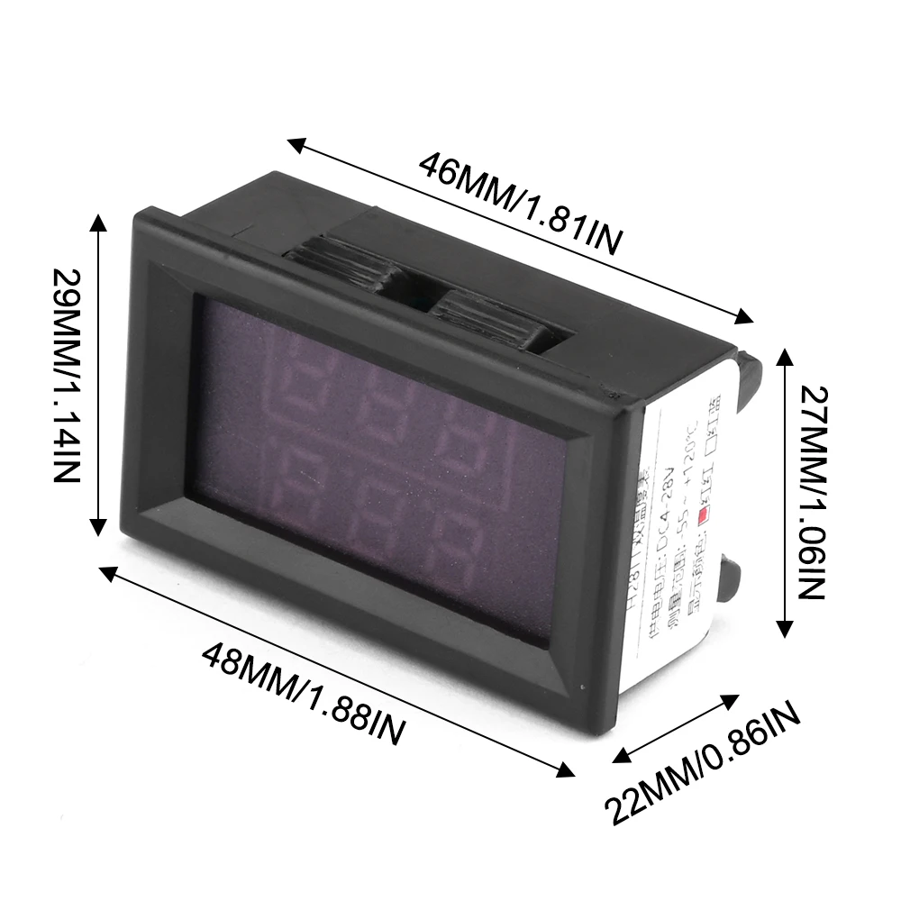 DC 4-28V 5V 12V Display A LED Da 0,28 Pollici Doppio Voltmetro Termometro Con Sensore Di Temperatura Digale Con Cavo Sonda NTC 10K 3950 - Foto 11