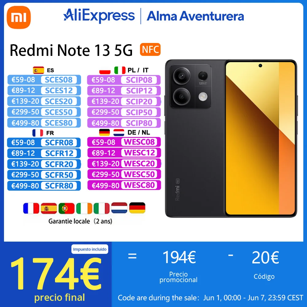 Xiaomi Redmi Note 13 5G Smartphone NFC MediaTek Dimensity 6080 120HZ 108MP Camera 33W Opladen 5000mAh Lokale Garantie Wereldwijde versie