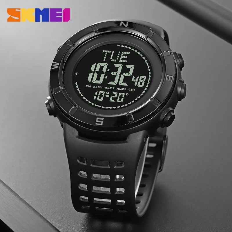 SKMEI Military Men's LED Electronic Watches Stopwatch Date Compass Waterproof Wristwatch Alarm Multifunction Digital Clock Reloj