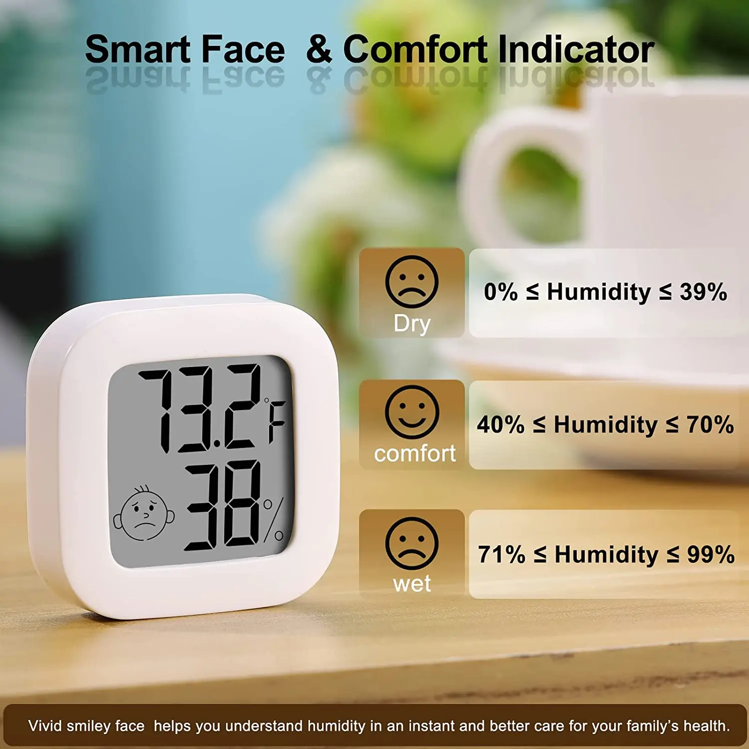 Lot De 2 Thermo-Hygromètres Numériques Avec Horloge - Mini Moniteur Température Et Humidité - Blanc