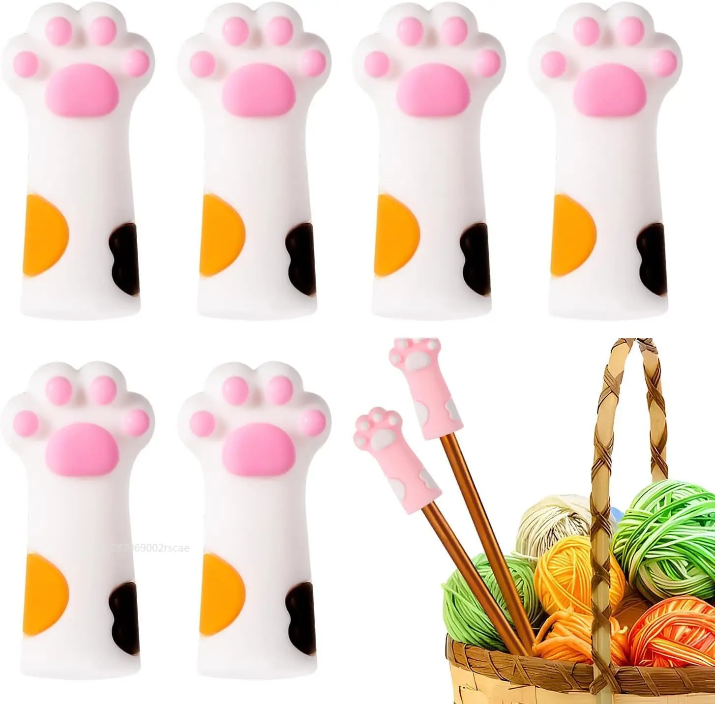 Description Picture 5 of item4pcs/set Cat Paw Knitting Needle Stoppers Needles Point Silicone Protector Anti-shedding Cap DIY Weave Tools Sewing Accessories
