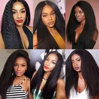 Perruque de cheveux humains lisses Kinky Yaki de 34 pouces, densité 250 %, avec dentelle frontale transparente 13x4 5x5HD pour femmes 5