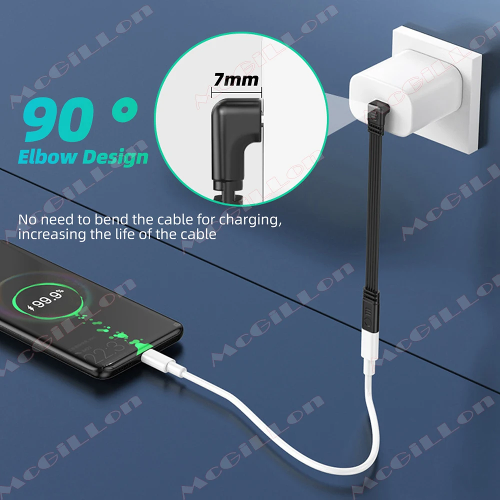 Angled USB-C Extension Cable - Fast Charging Data Cord