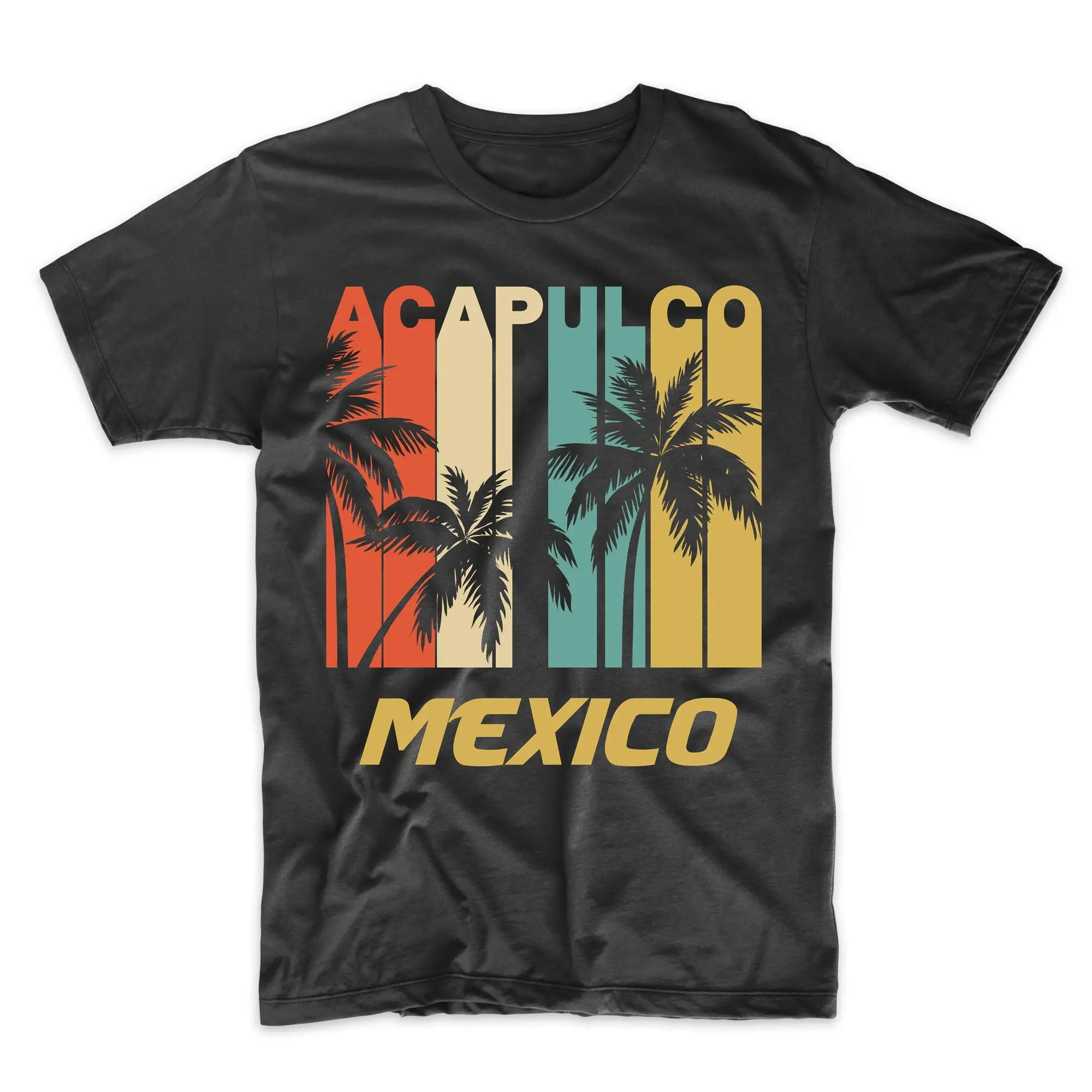Retro Acapulco Mexico Palm Trees Vacation T Shirt Uomo Maniche Lunghe O Corte