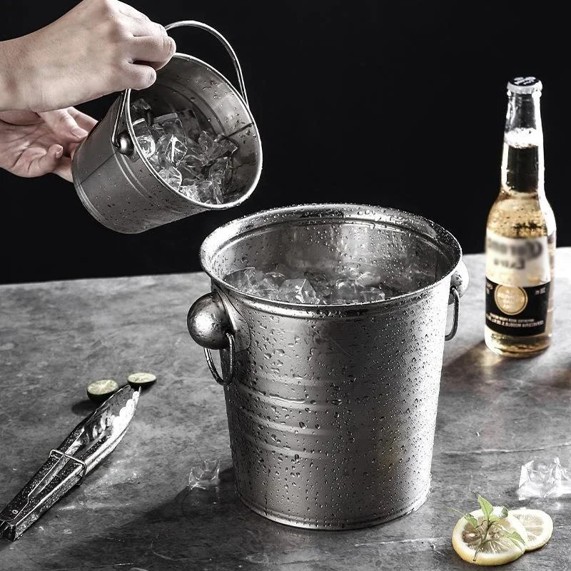 1/3/5L Stainless Steel Ice Bucket champagne Wine Cooler Ice Maker Bucket For Bar Parties Chilling Beer Snack Container ice bucket